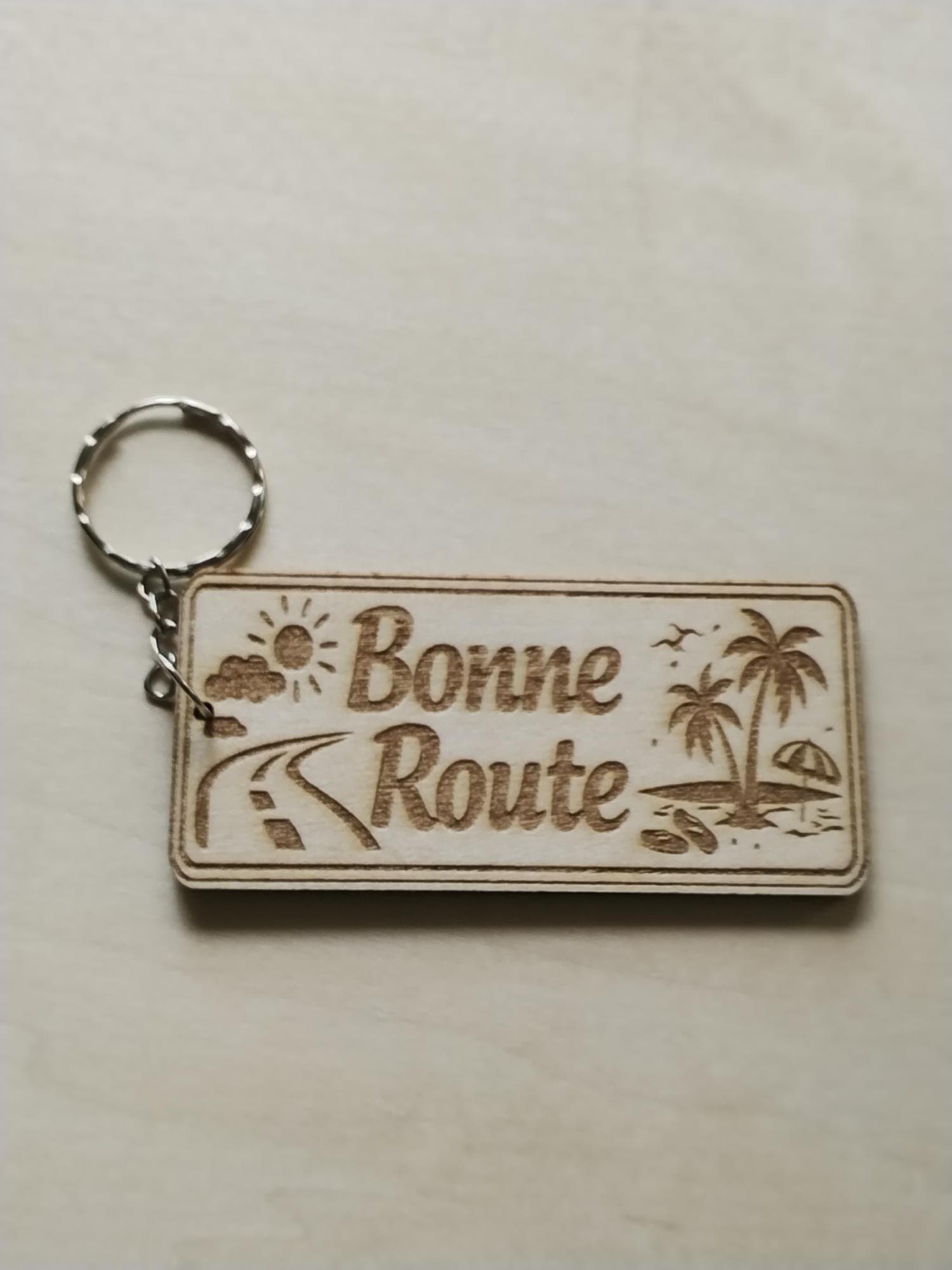 Porte cles rectangulaire Bonne Route